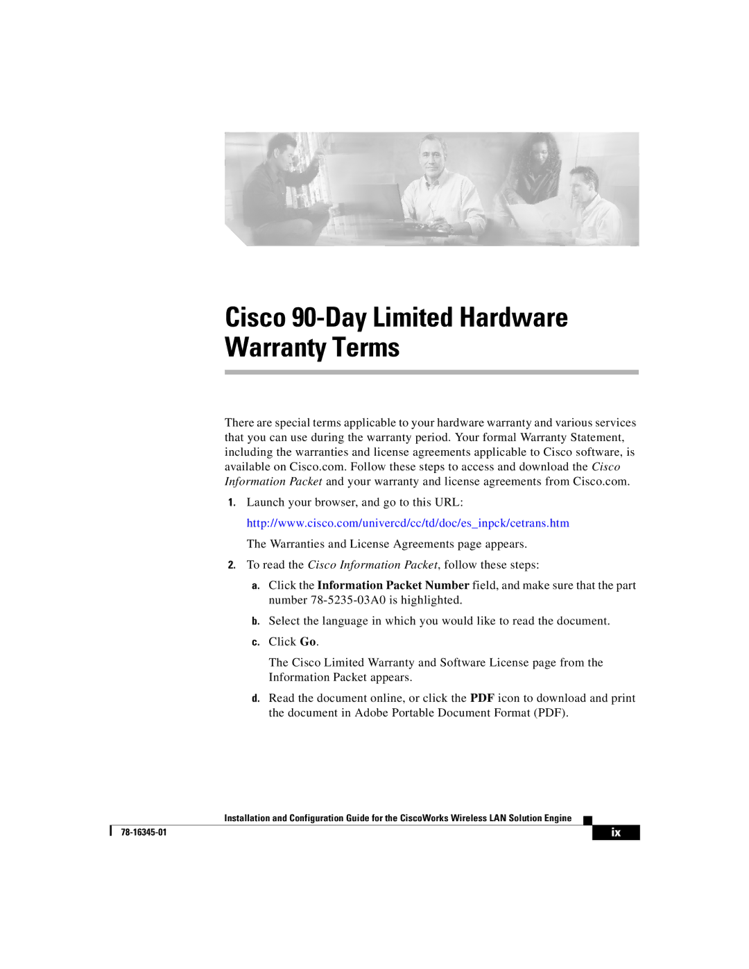 Cisco Systems 2.7 warranty Cisco 90-Day Limited Hardware Warranty Terms 