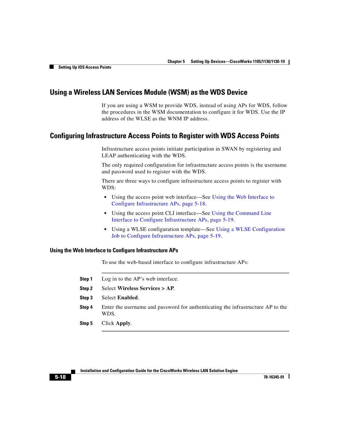 Cisco Systems 2.7 warranty Using a Wireless LAN Services Module WSM as the WDS Device 