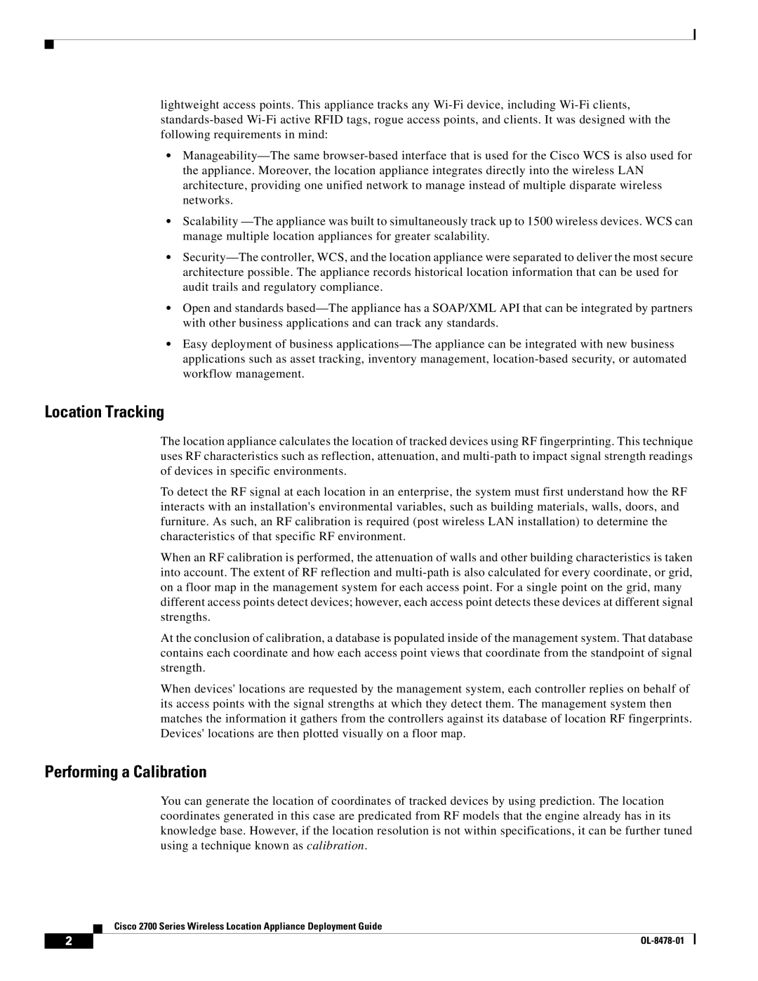 Cisco Systems 2700 manual Location Tracking, Performing a Calibration 