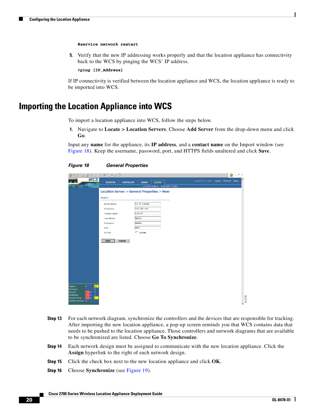 Cisco Systems 2700 manual Importing the Location Appliance into WCS 