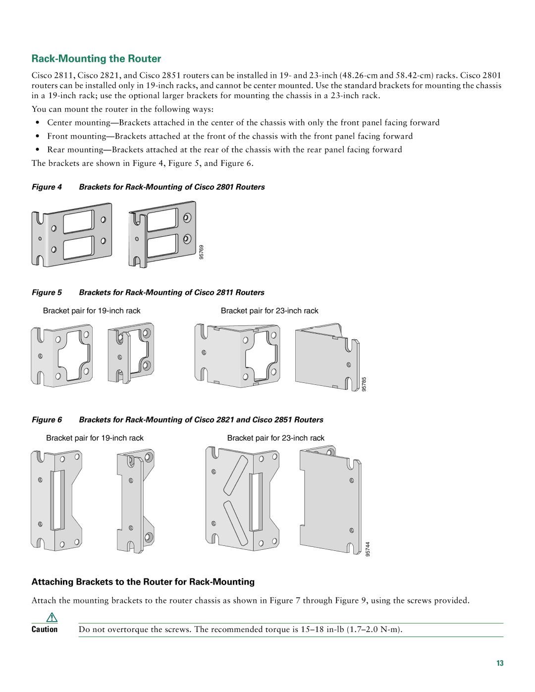 Cisco Systems 2800 manual Rack-Mounting the Router, Attaching Brackets to the Router for Rack-Mounting 