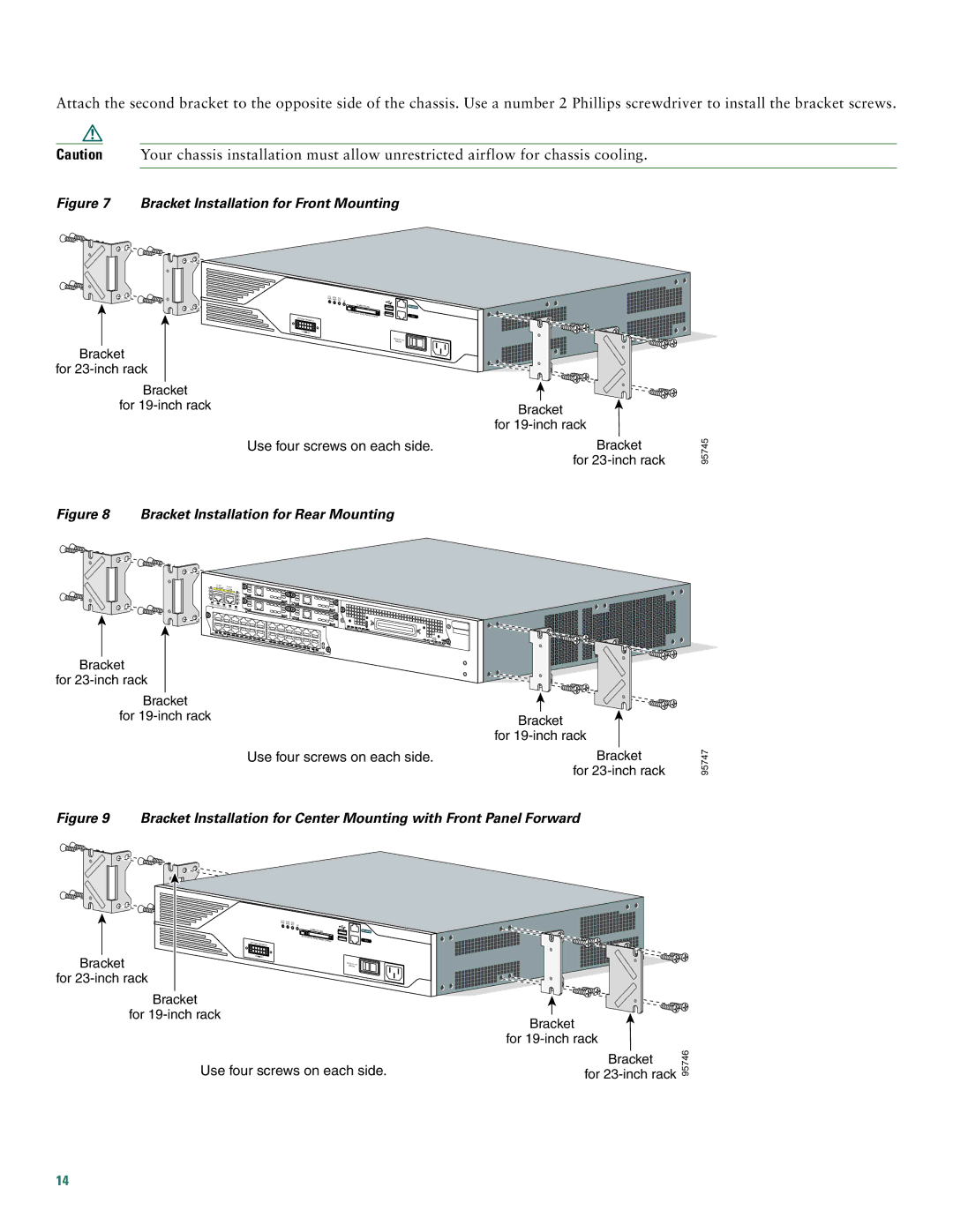 Cisco Systems 2800 manual Bracket Installation for Front Mounting 