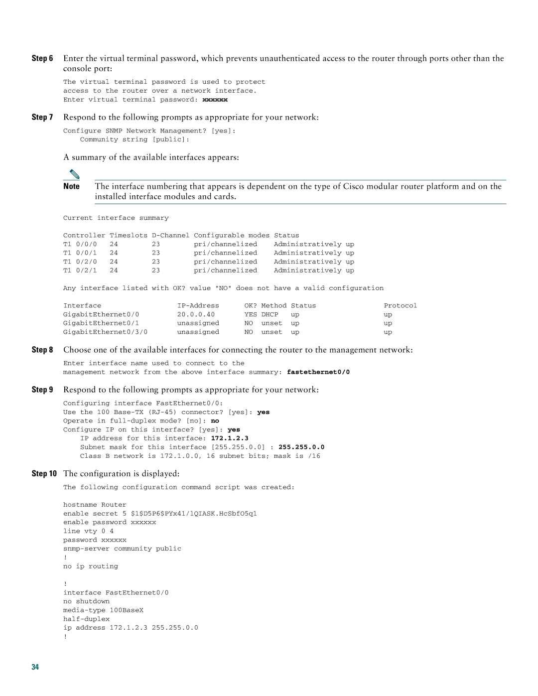 Cisco Systems 2800 manual Summary of the available interfaces appears 