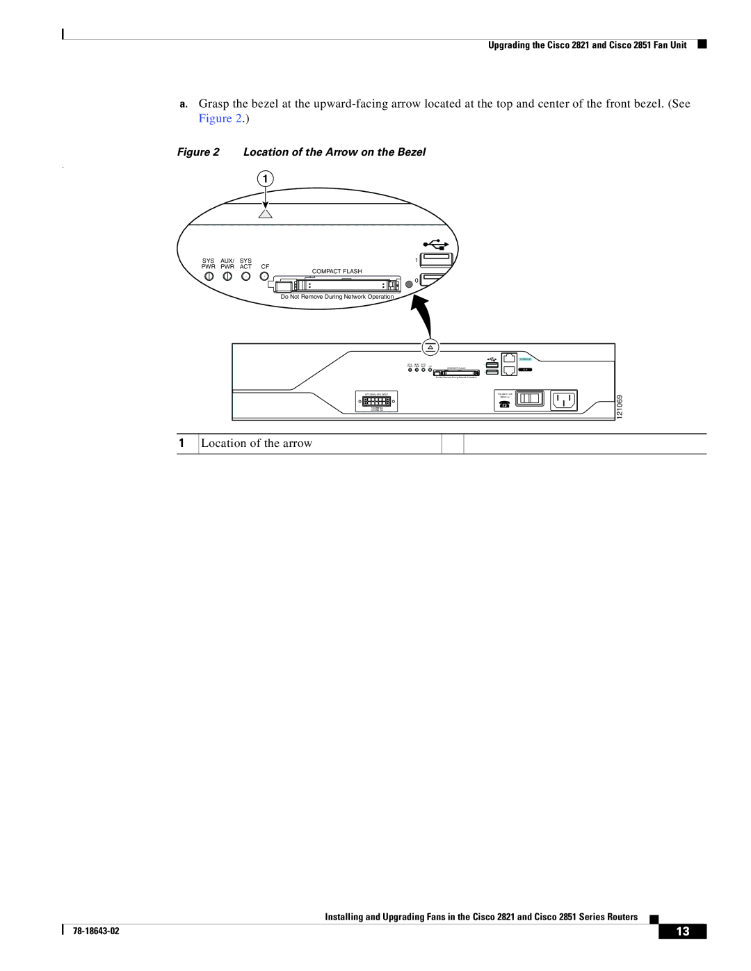 Cisco Systems 2821 Series, 2851 Series manual Location of the arrow 