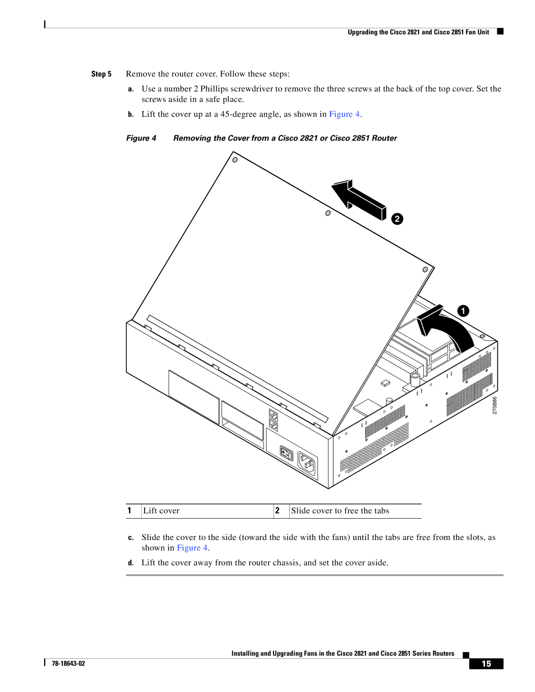 Cisco Systems 2821 Series, 2851 Series manual Removing the Cover from a Cisco 2821 or Cisco 2851 Router 