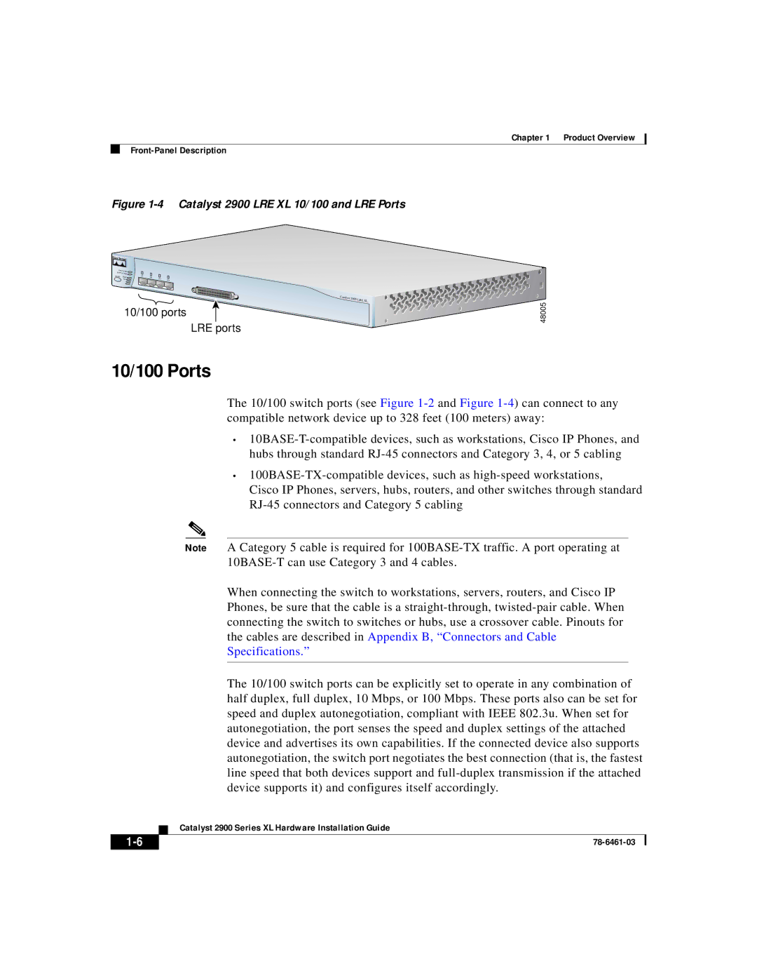 Cisco Systems 2900 Series XL manual 10/100 Ports, Catalyst 2900 LRE XL 10/100 and LRE Ports 