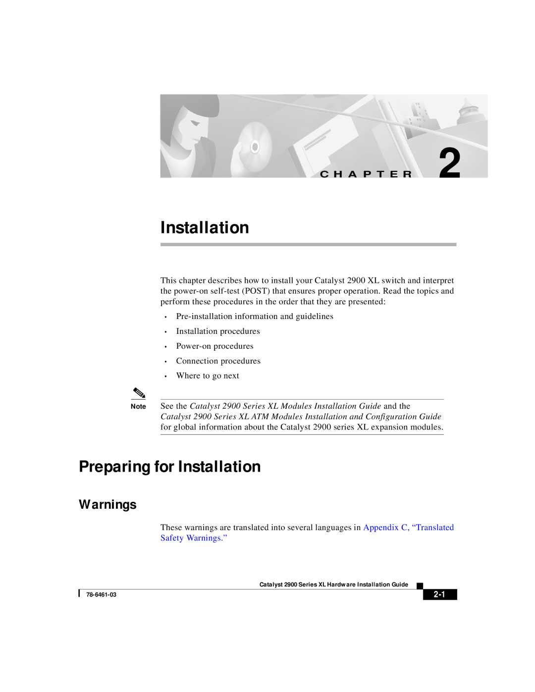 Cisco Systems 2900 Series XL manual Preparing for Installation 