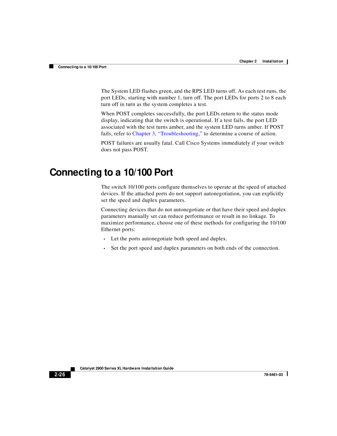 Cisco Systems 2900 Series XL manual Connecting to a 10/100 Port 