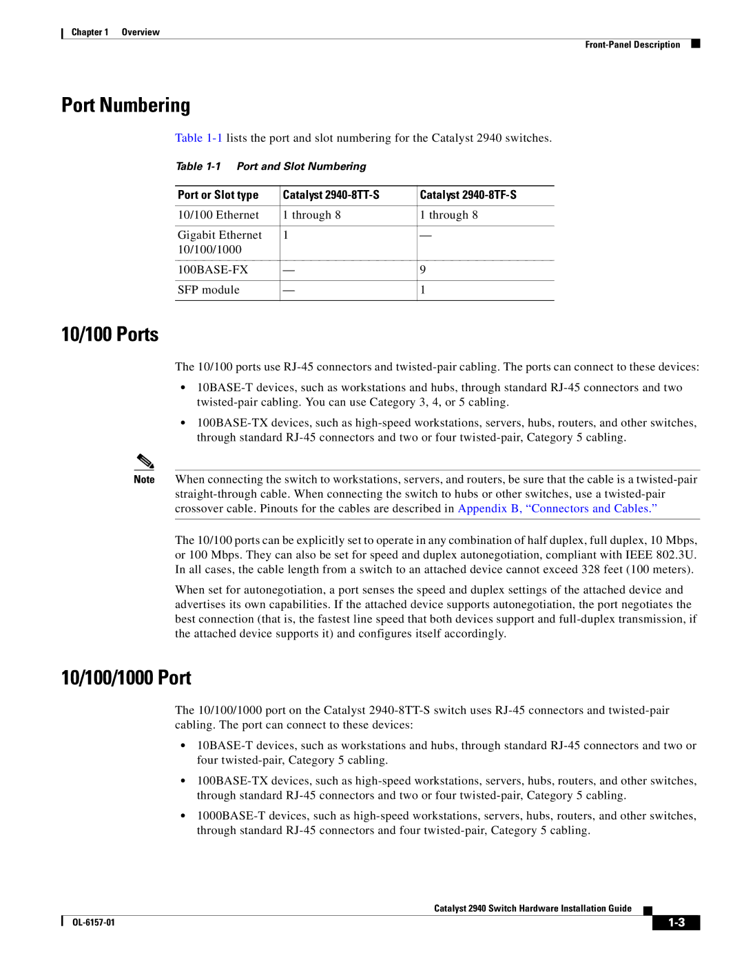 Cisco Systems 2940 manual Port Numbering, 10/100 Ports, 10/100/1000 Port 