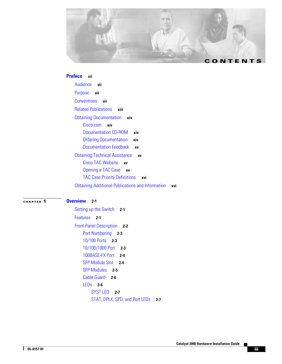 Cisco Systems 2940 manual N T E N T S 