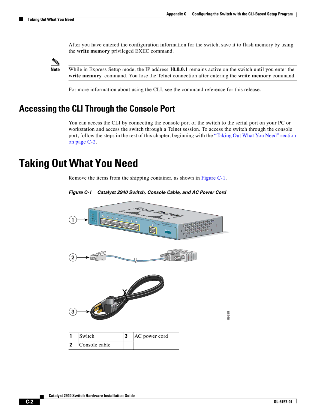 Cisco Systems 2940 manual Taking Out What You Need, Accessing the CLI Through the Console Port 