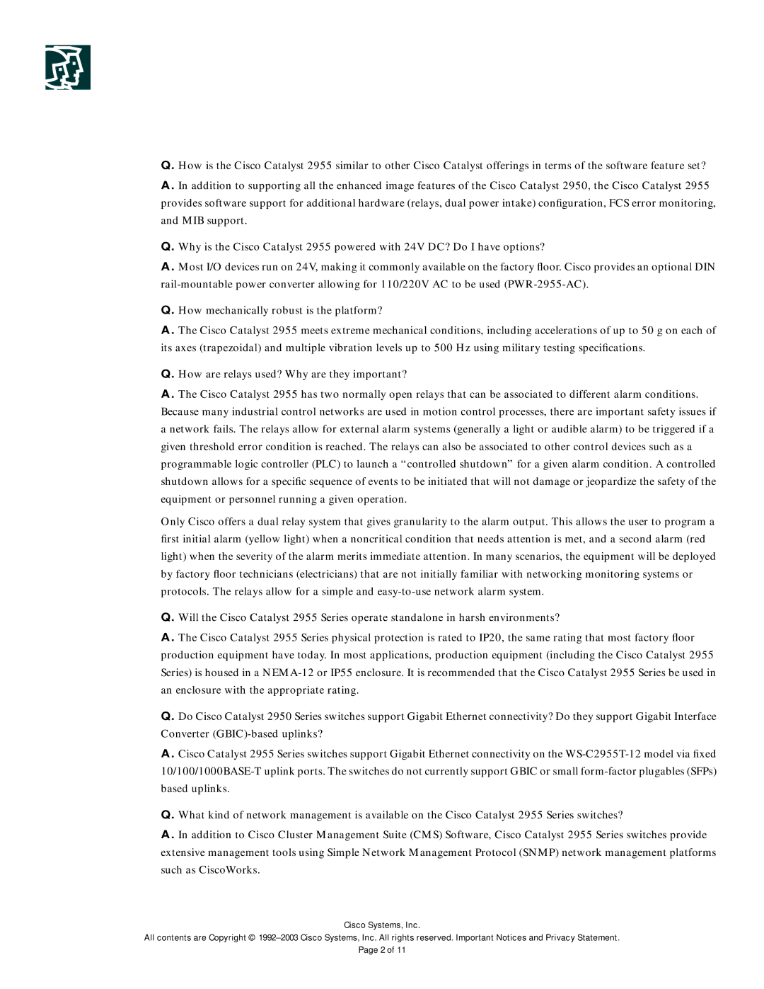 Cisco Systems 2955 specifications 