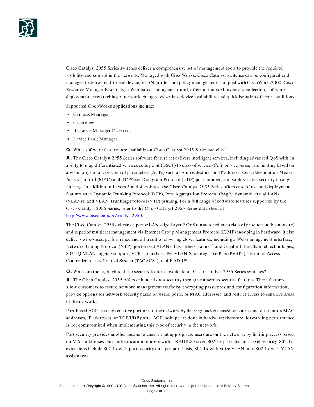 Cisco Systems 2955 specifications 