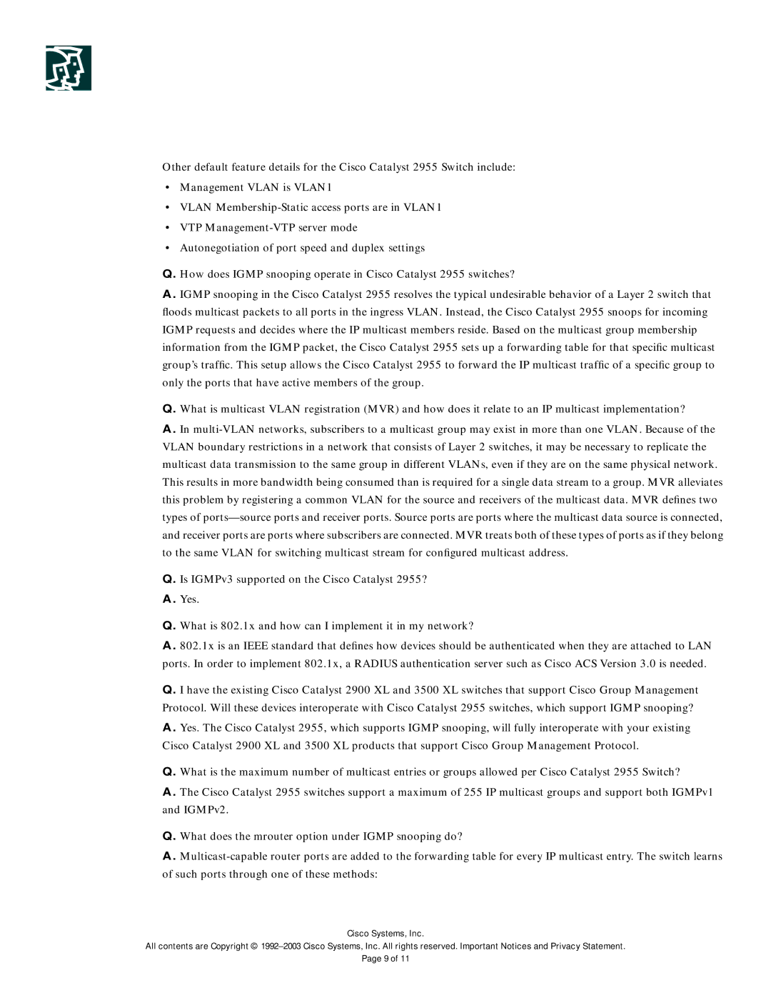 Cisco Systems 2955 specifications 