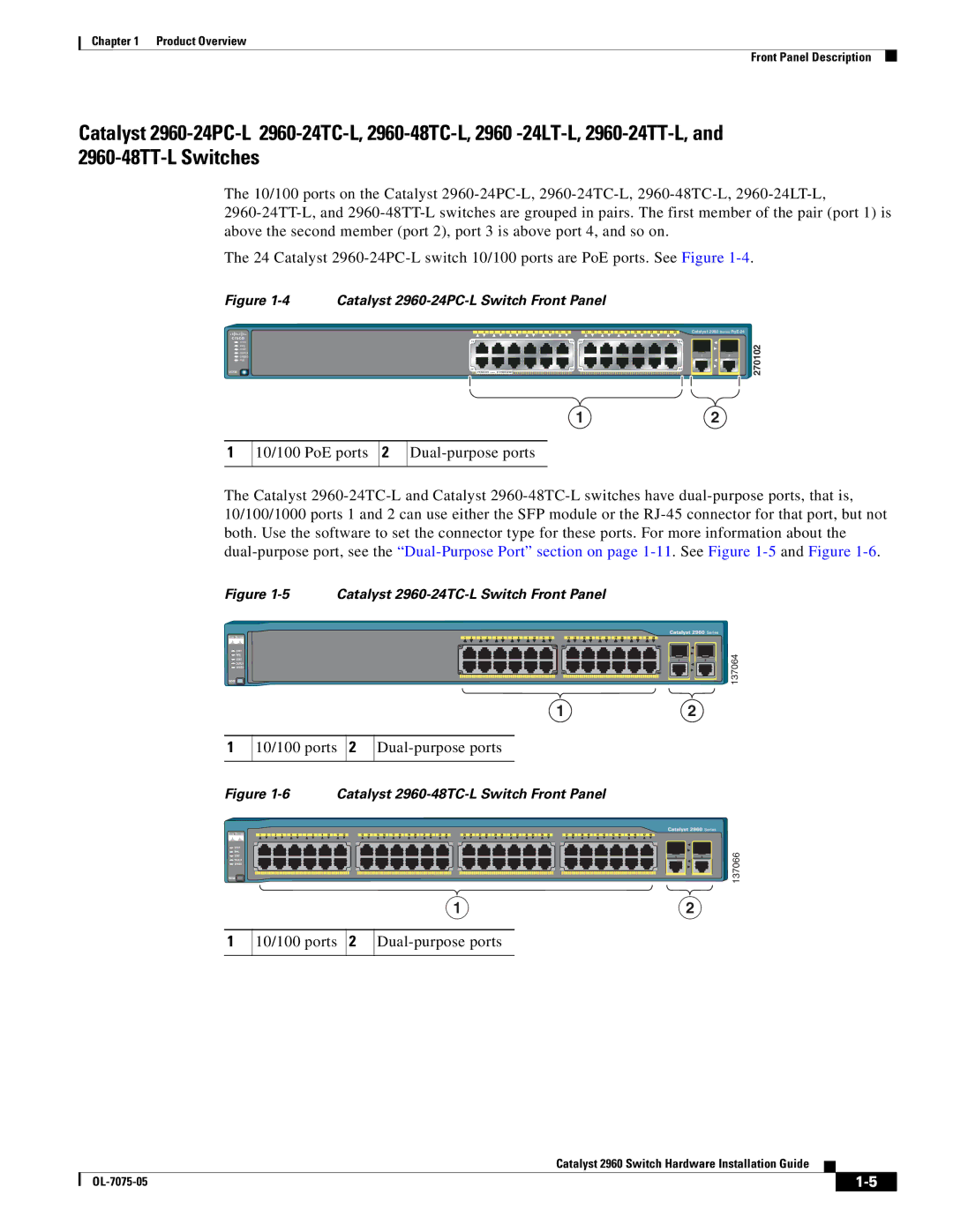 Cisco Systems specifications Catalyst 2960-24TC-L Switch Front Panel 