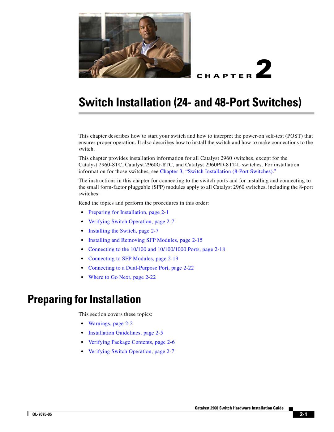 Cisco Systems 2960 specifications Switch Installation 24- and 48-Port Switches, Preparing for Installation 