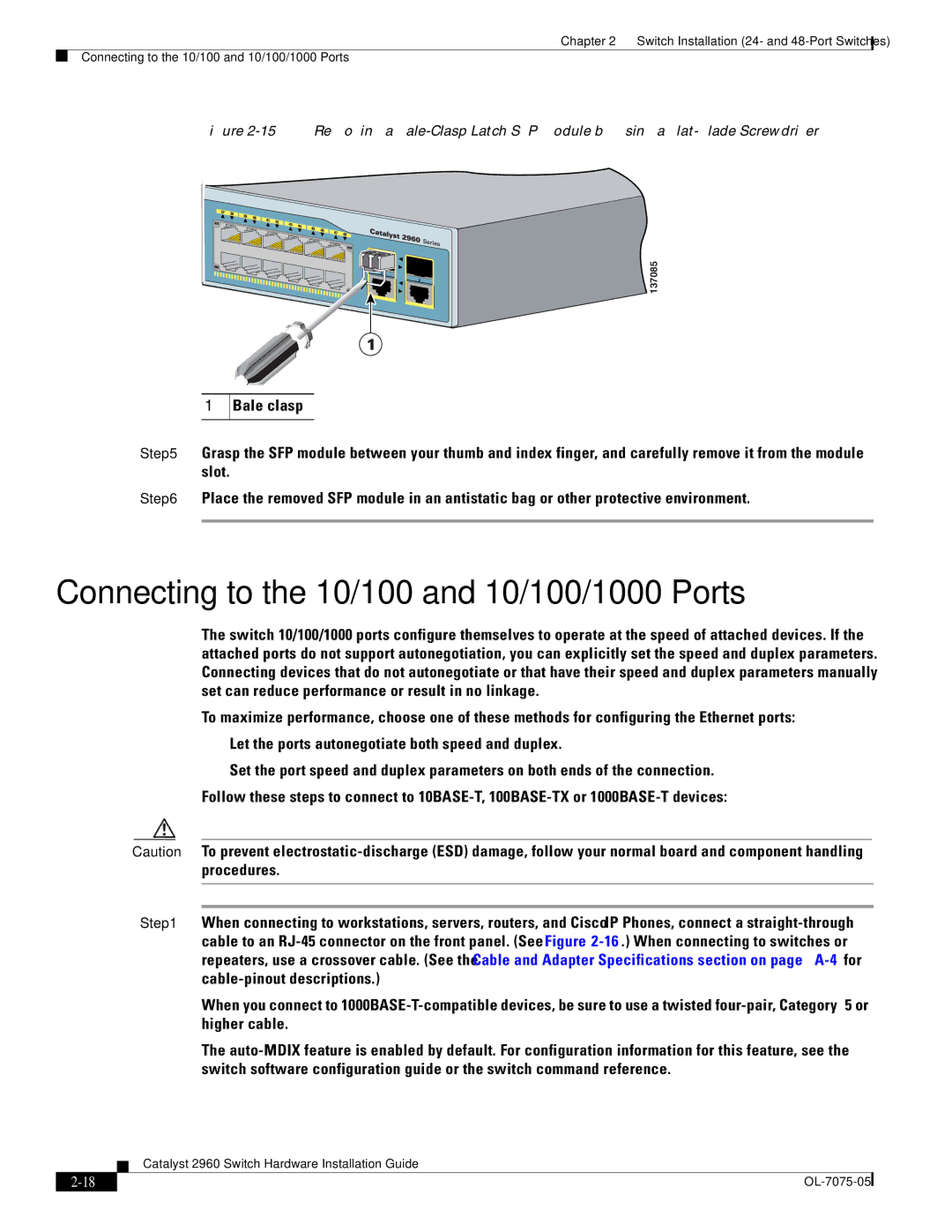 Cisco Systems 2960 specifications Connecting to the 10/100 and 10/100/1000 Ports 