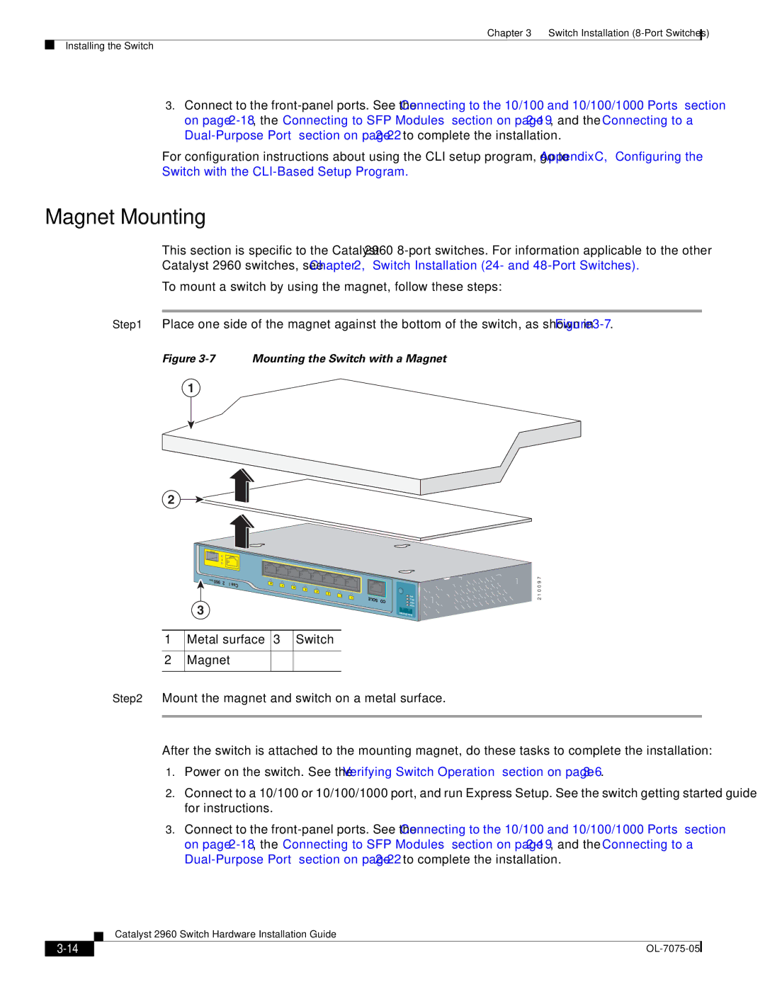 Cisco Systems 2960 specifications Magnet Mounting 