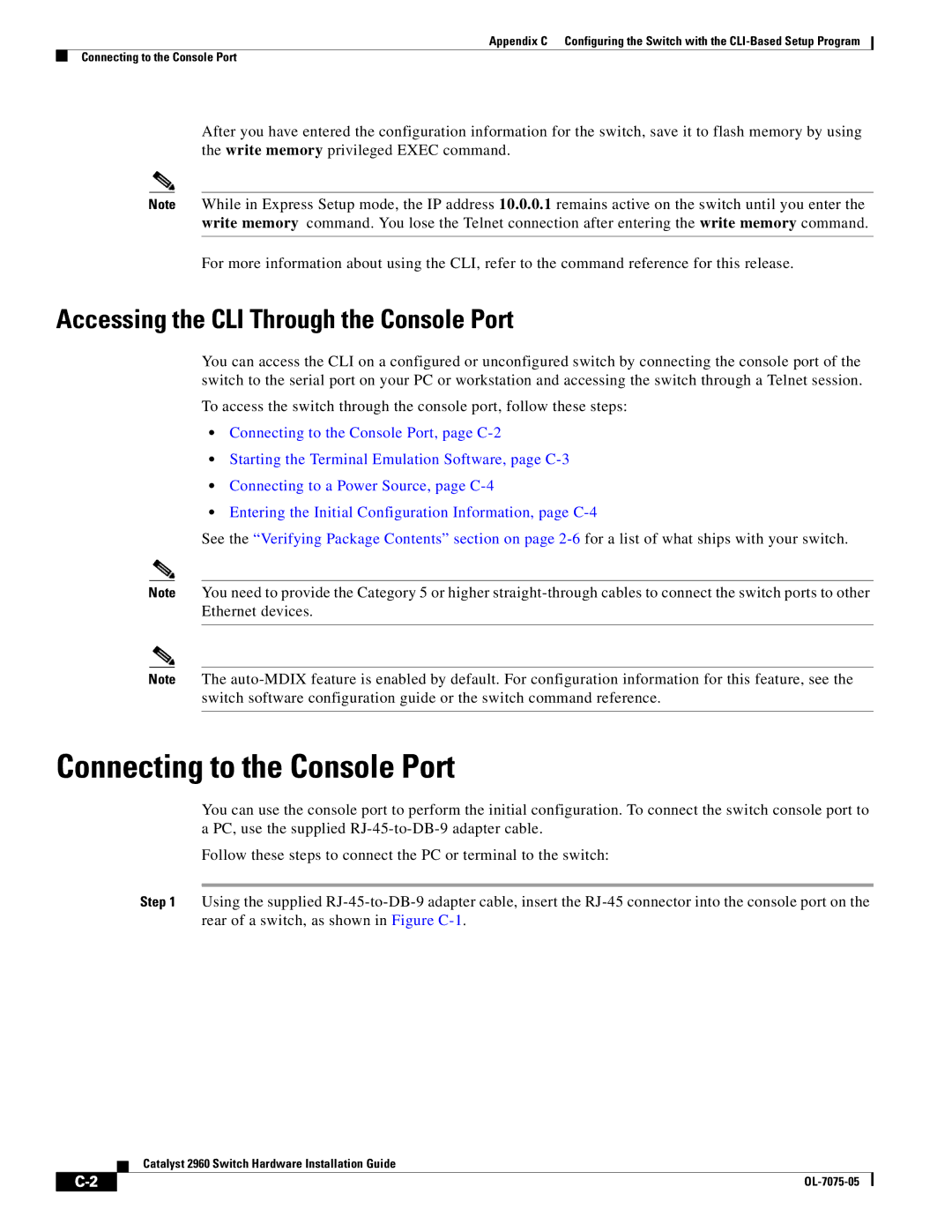 Cisco Systems 2960 specifications Connecting to the Console Port, Accessing the CLI Through the Console Port 