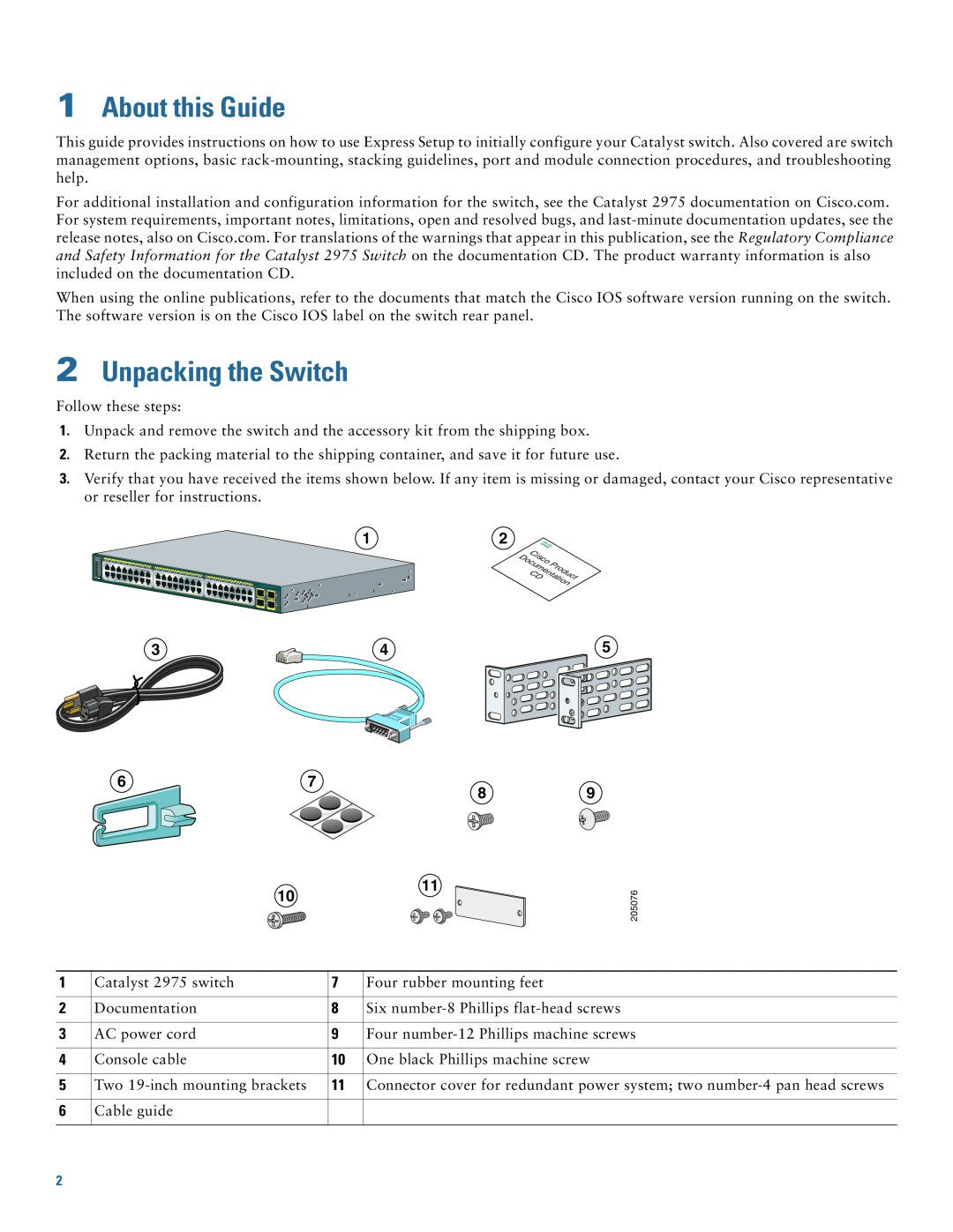 Cisco Systems 2975 manual About this Guide, Unpacking the Switch 