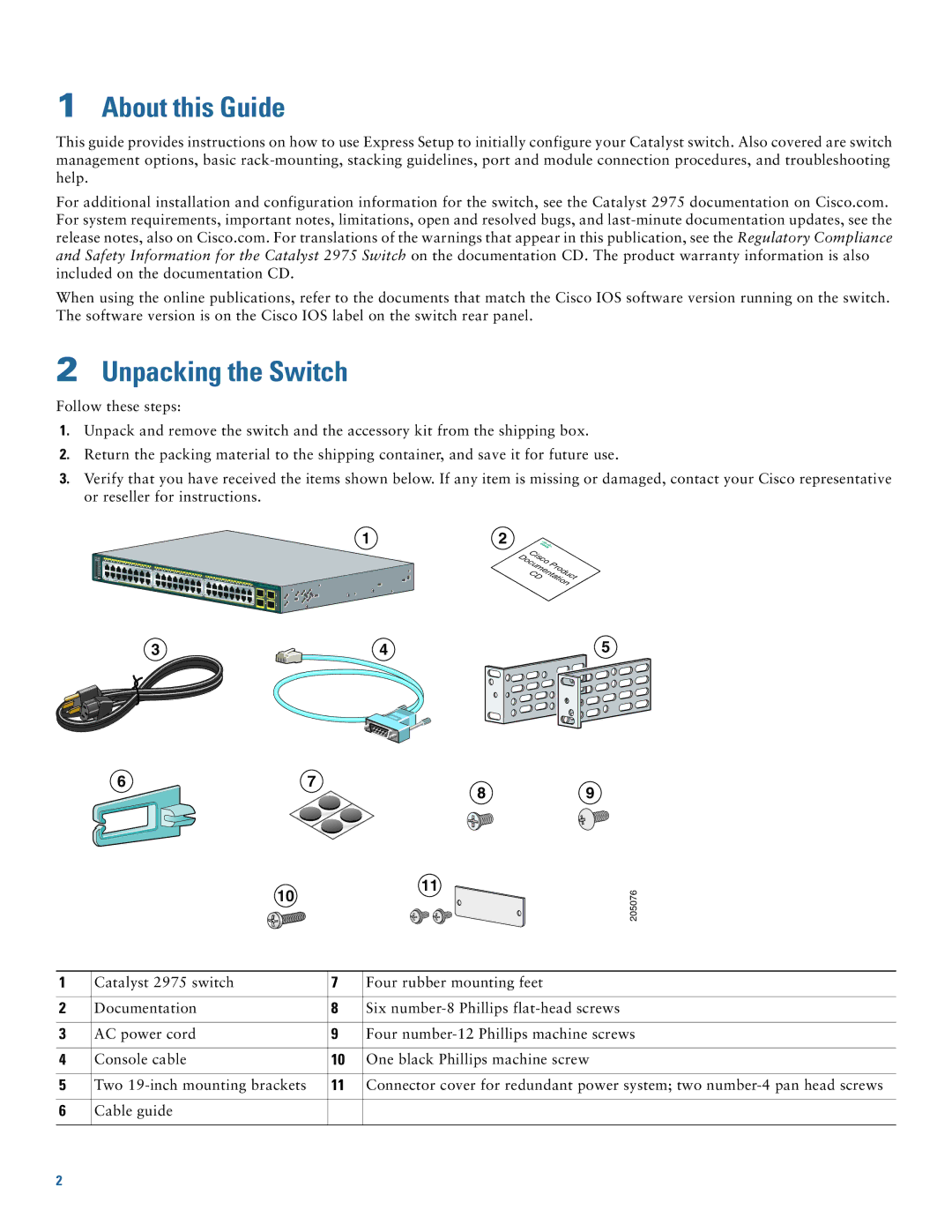 Cisco Systems 2975 manual About this Guide, Unpacking the Switch 