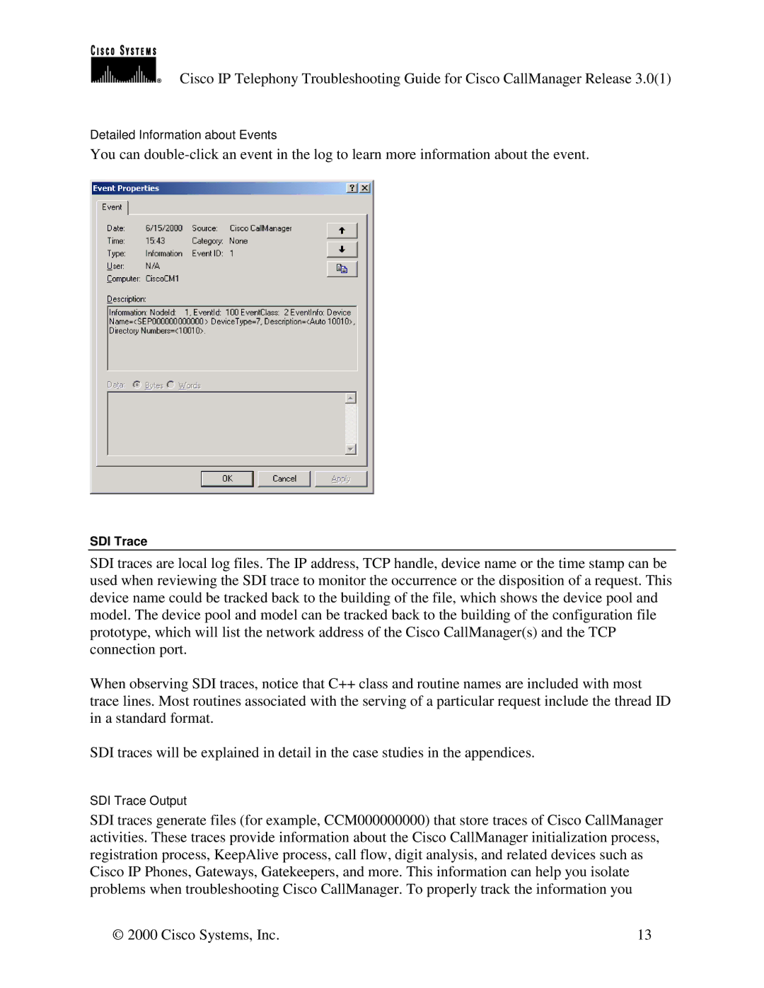 Cisco Systems 30 VIP manual SDI Trace 