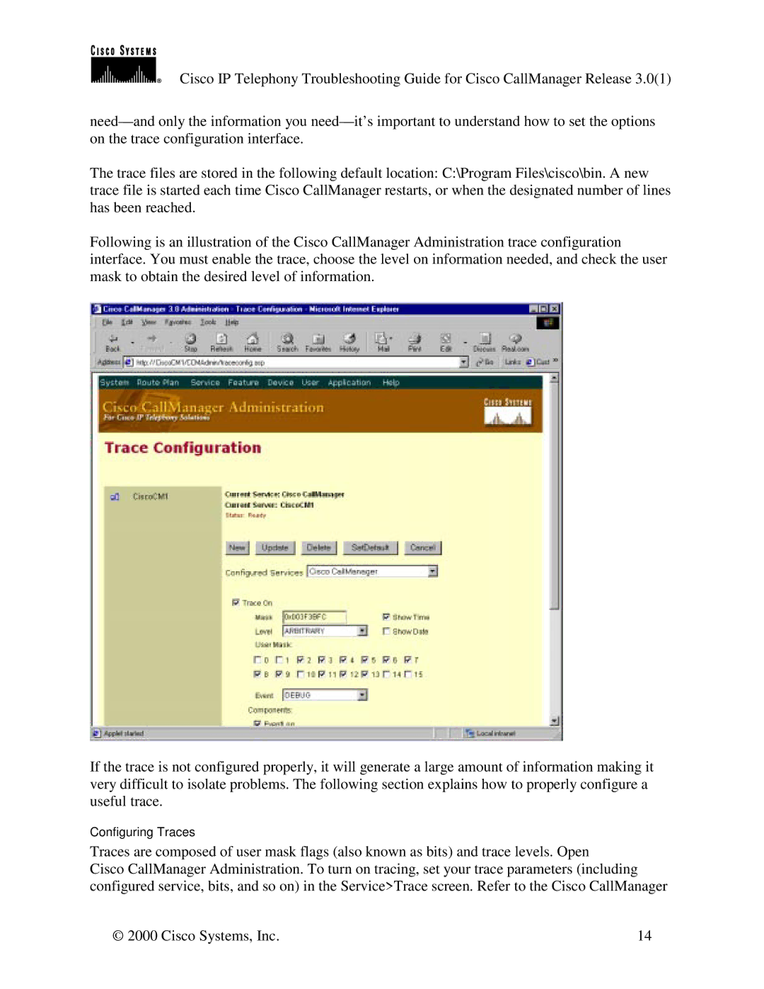 Cisco Systems 30 VIP manual Configuring Traces 