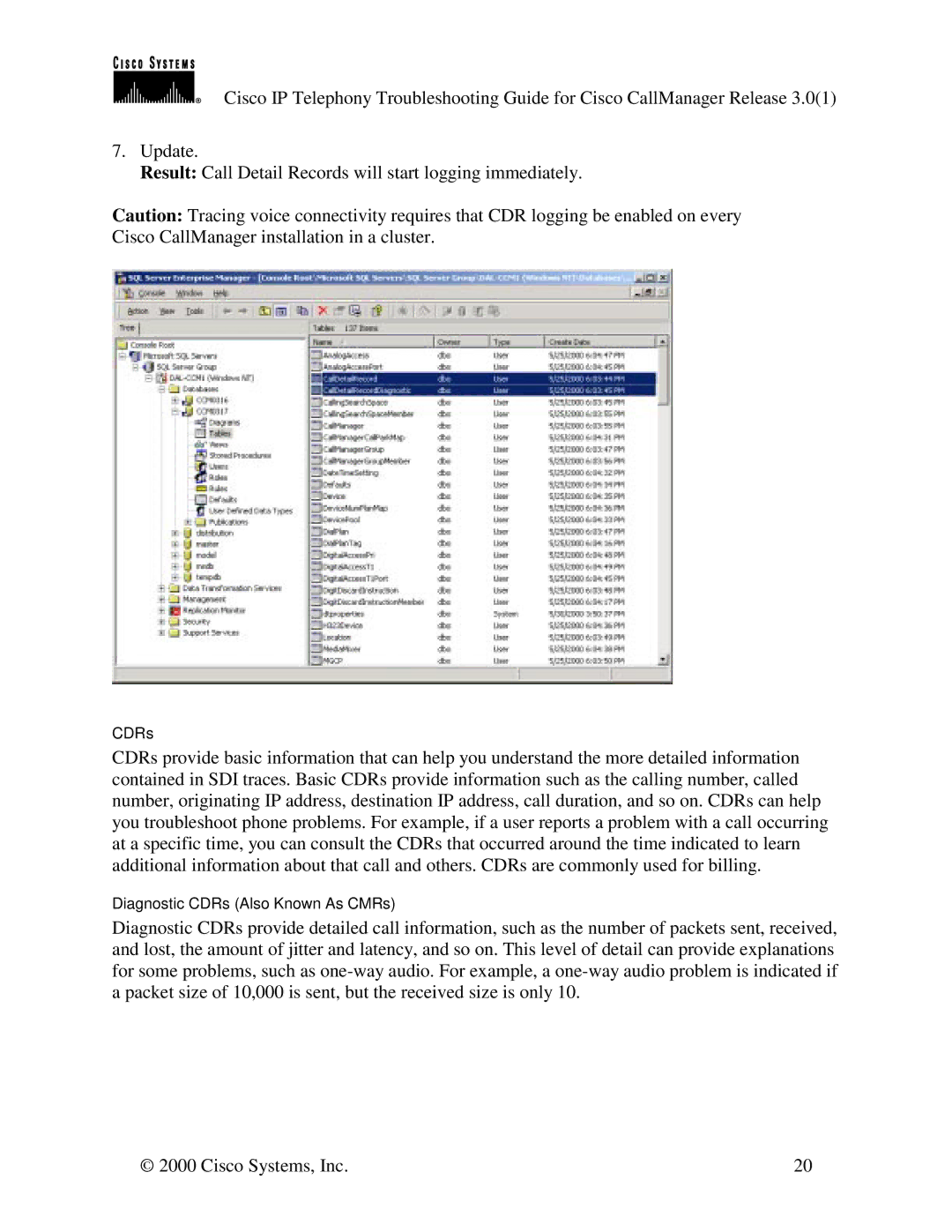 Cisco Systems 30 VIP manual CDRs 