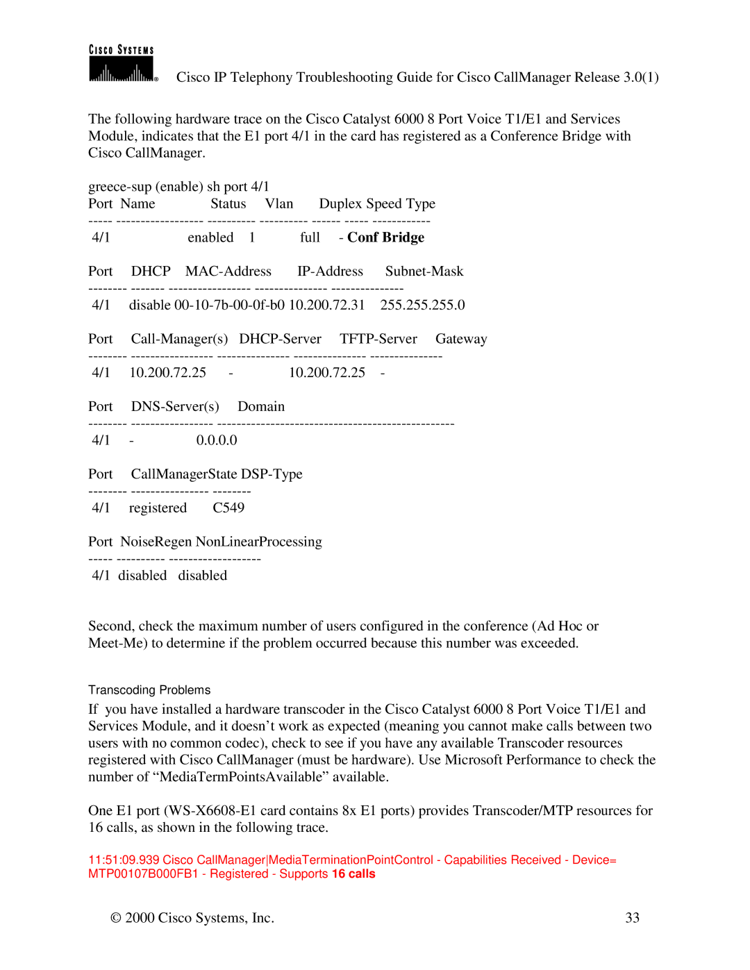 Cisco Systems 30 VIP manual Conf Bridge 