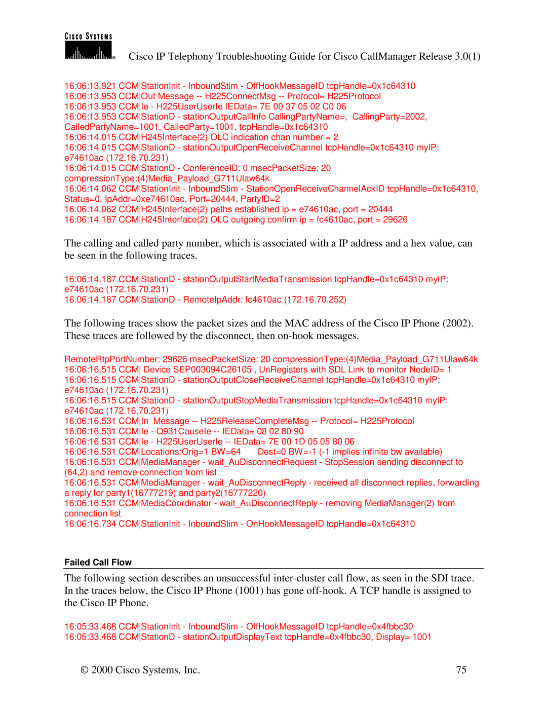 Cisco Systems 30 VIP manual Failed Call Flow 