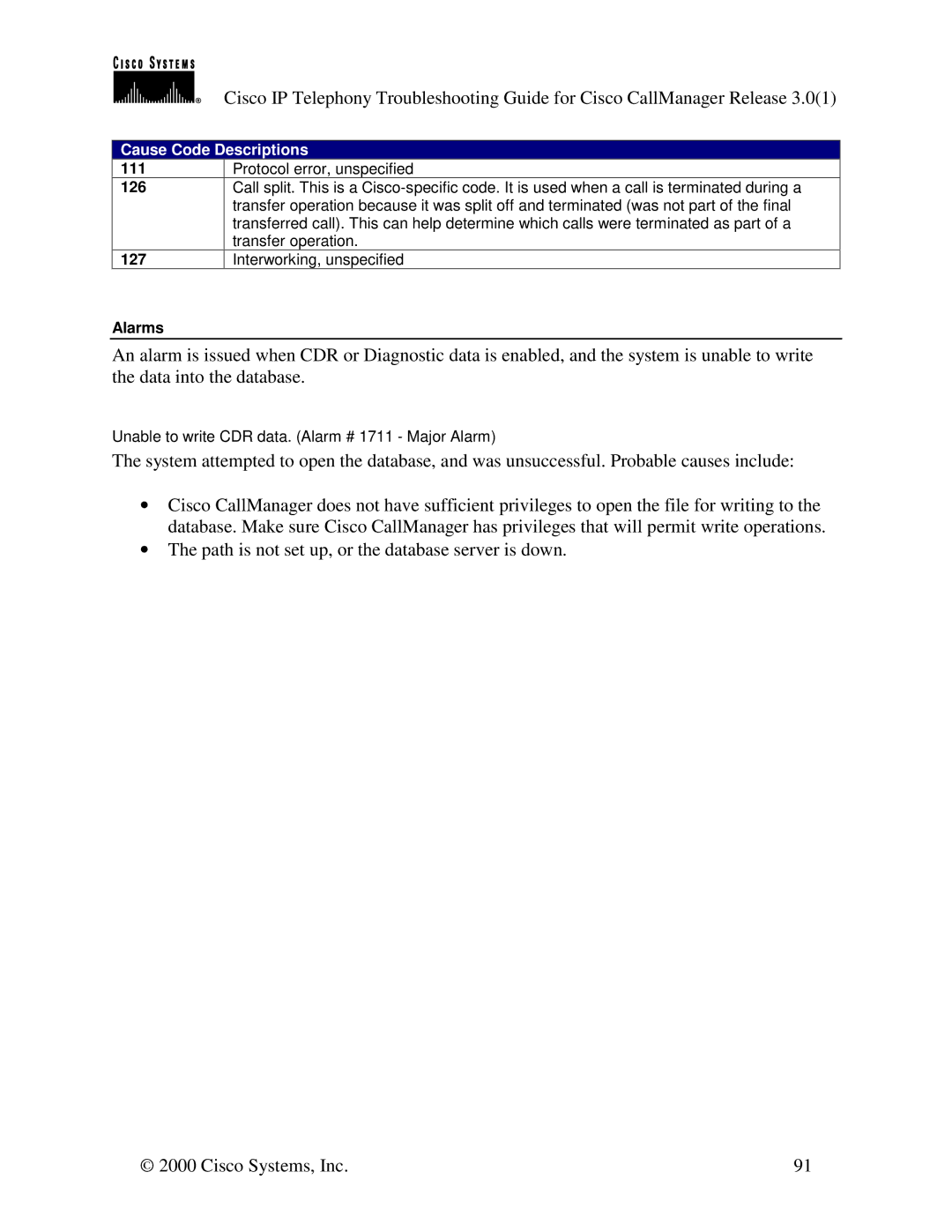 Cisco Systems 30 VIP manual Alarms 