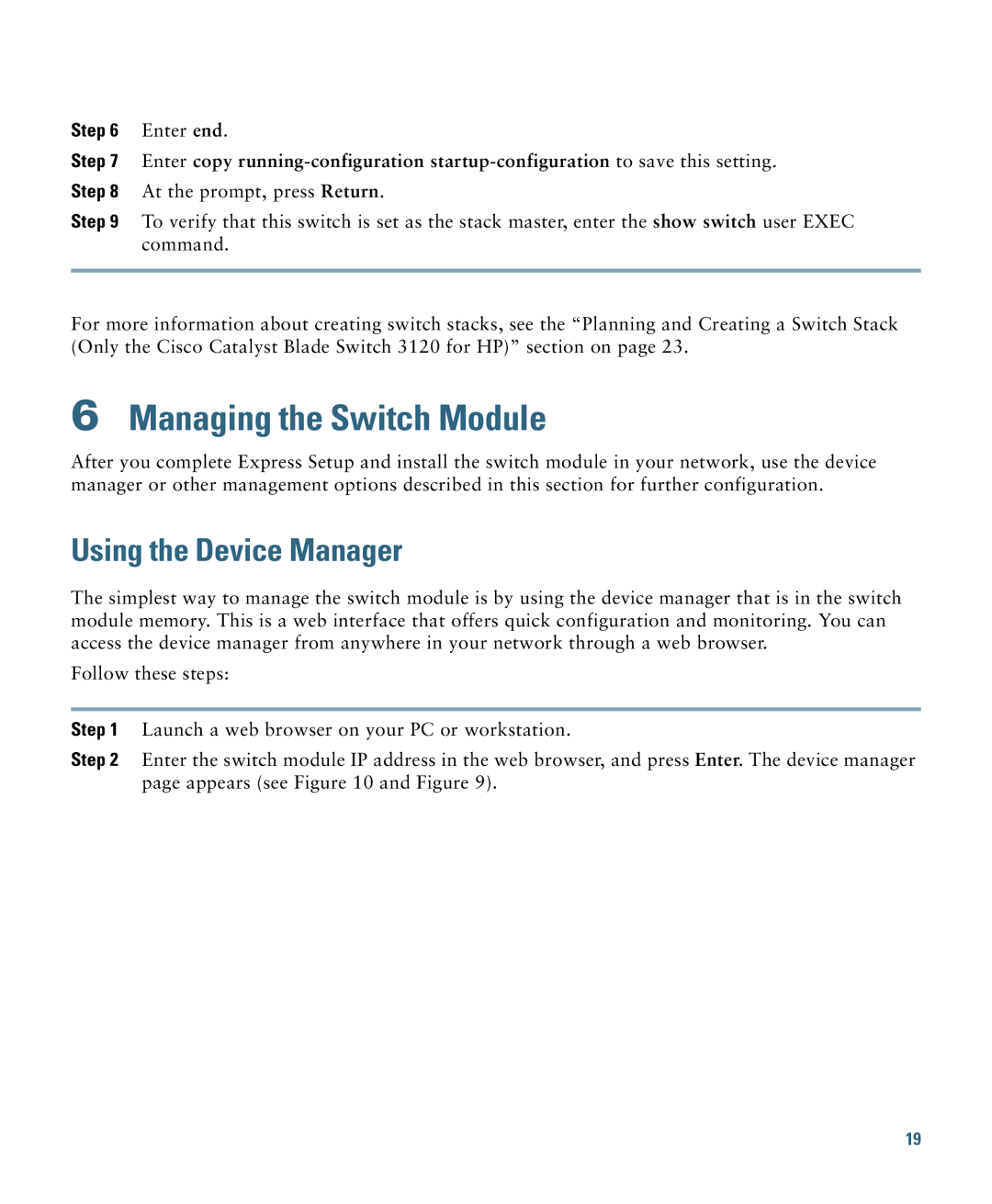 Cisco Systems 3000 Series manual Managing the Switch Module, Using the Device Manager 