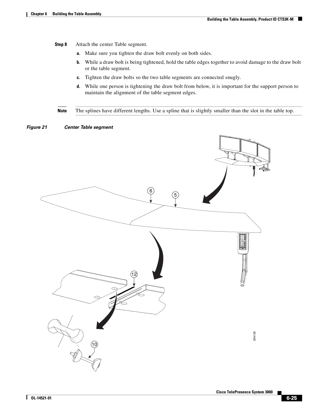 Cisco Systems 3000 manual Center Table segment 