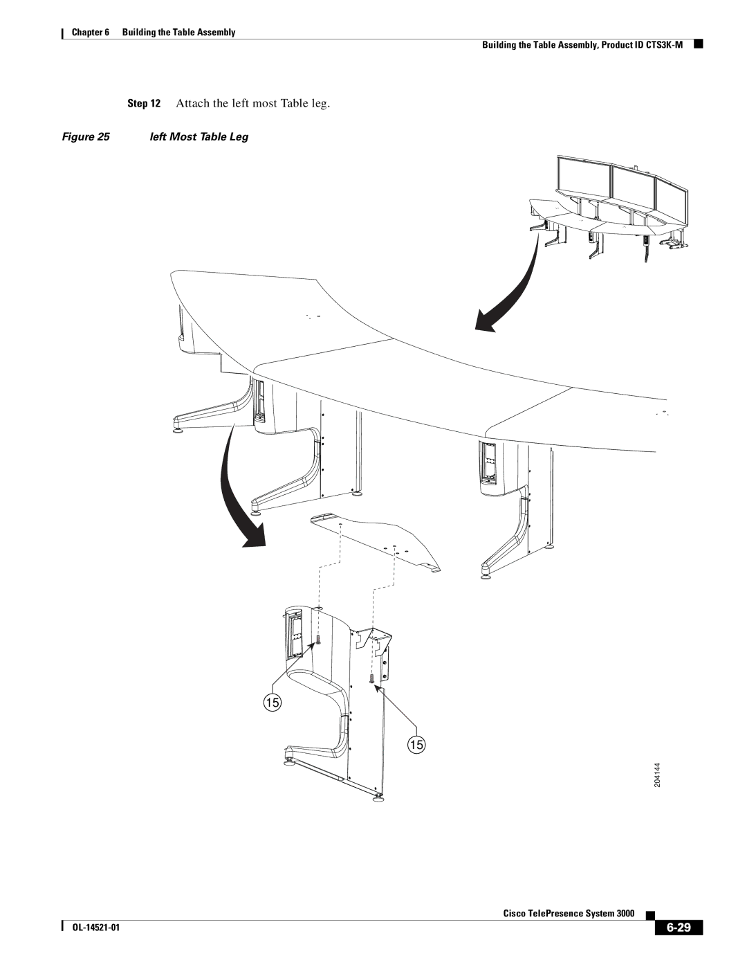 Cisco Systems 3000 manual Attach the left most Table leg, Left Most Table Leg 