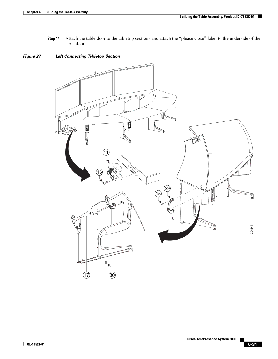 Cisco Systems 3000 manual Left Connecting Tabletop Section 