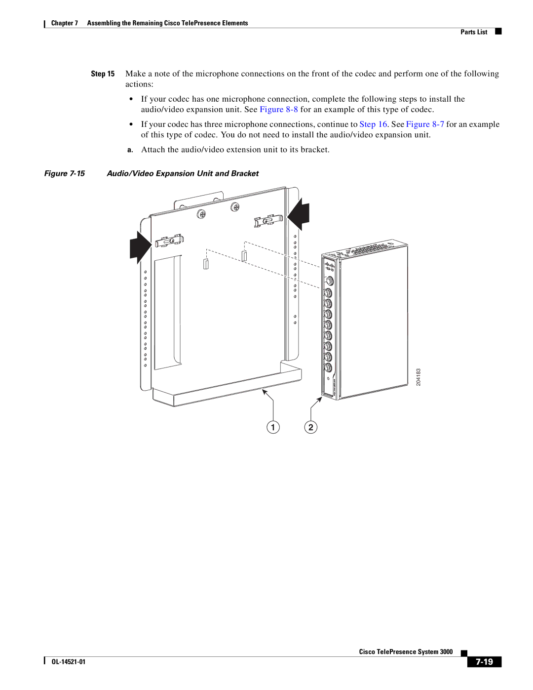 Cisco Systems 3000 manual Audio/Video Expansion Unit and Bracket 