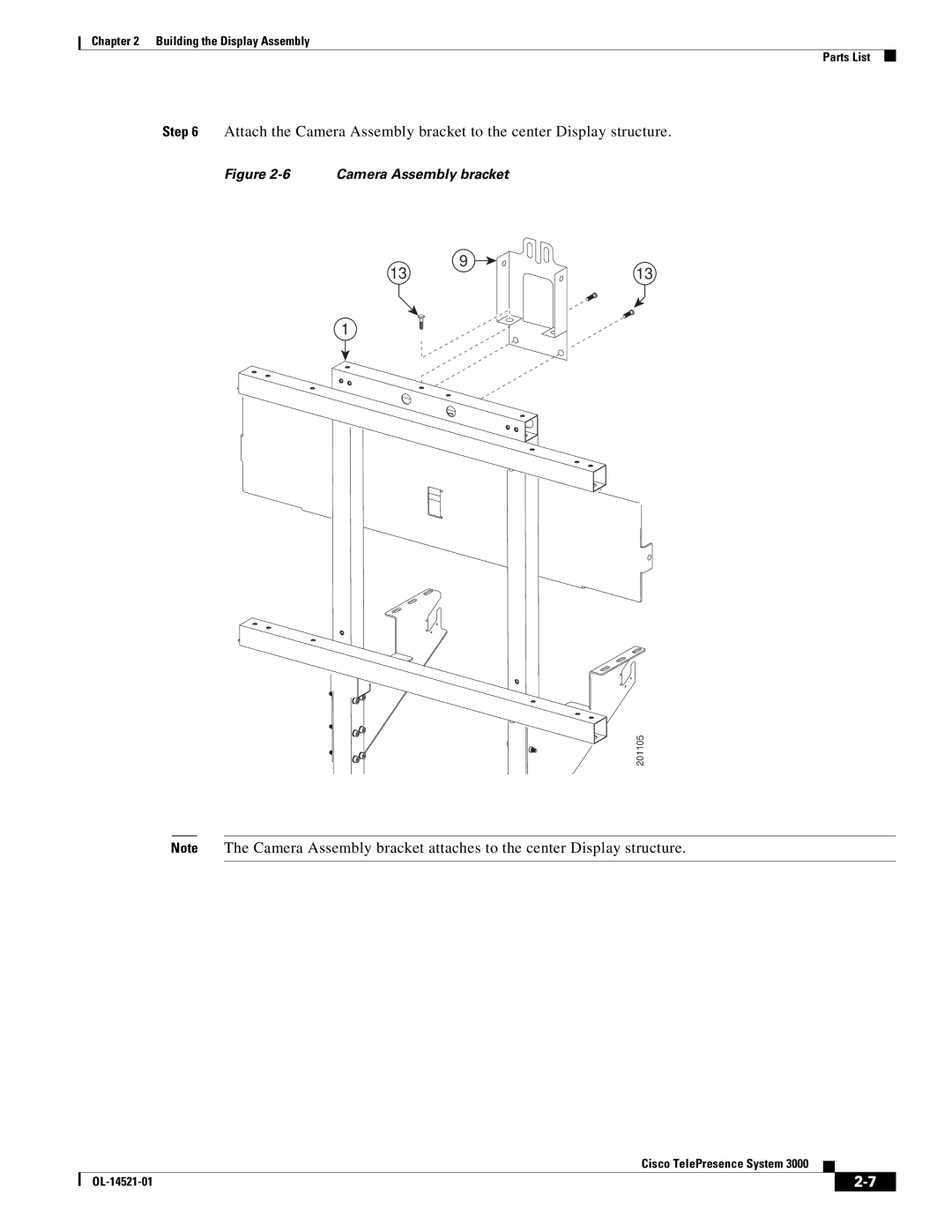 Cisco Systems 3000 manual Camera Assembly bracket 