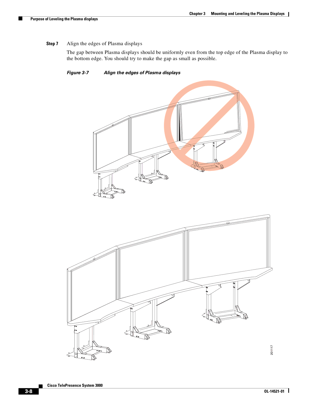 Cisco Systems 3000 manual Align the edges of Plasma displays 