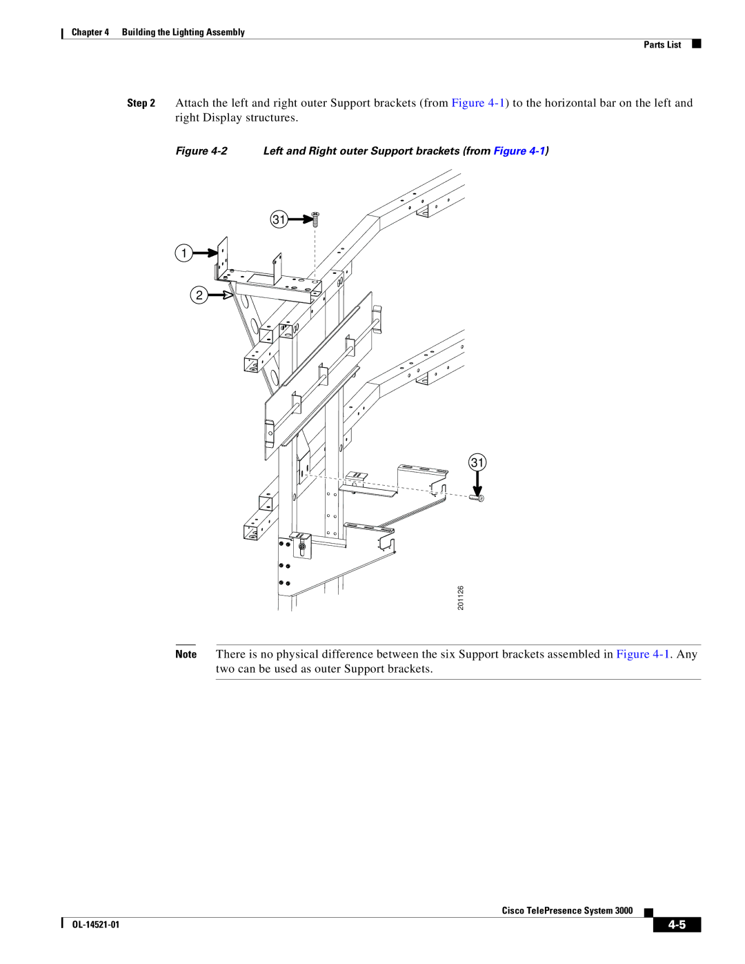 Cisco Systems 3000 manual Left and Right outer Support brackets from Figure 