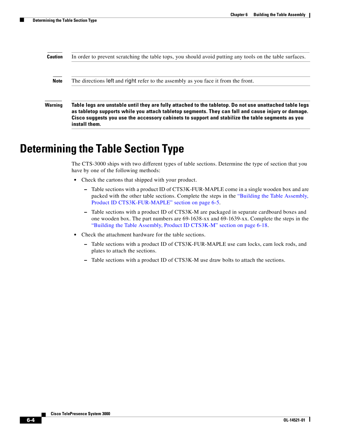 Cisco Systems 3000 manual Determining the Table Section Type 