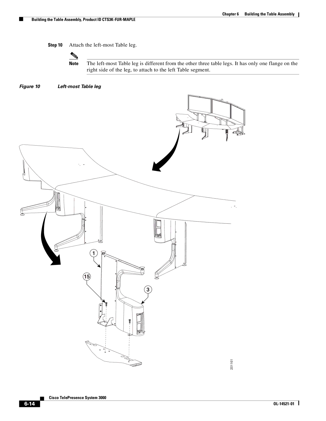 Cisco Systems 3000 manual Attach the left-most Table leg, Left-most Table leg 