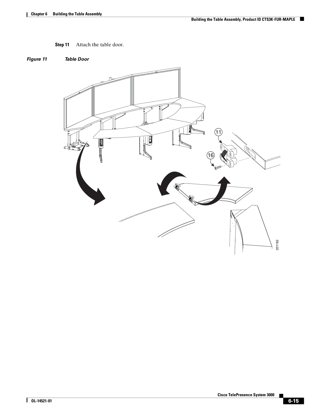 Cisco Systems 3000 manual Attach the table door, Table Door 