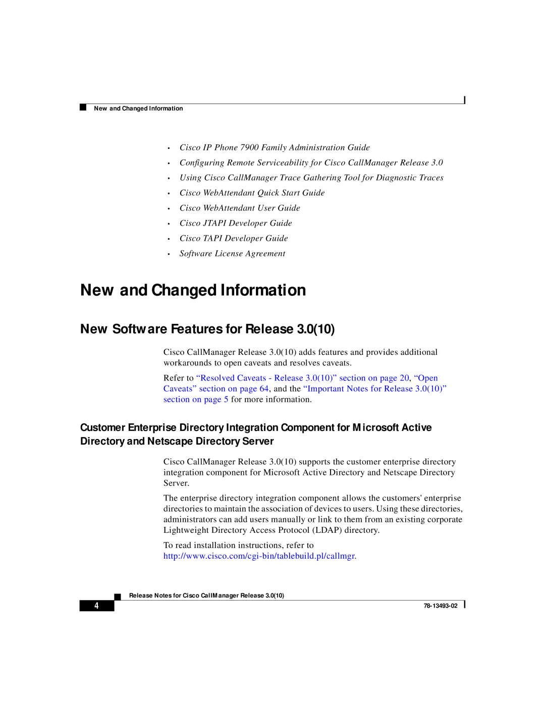 Cisco Systems 3.0(10) manual New and Changed Information, New Software Features for Release 