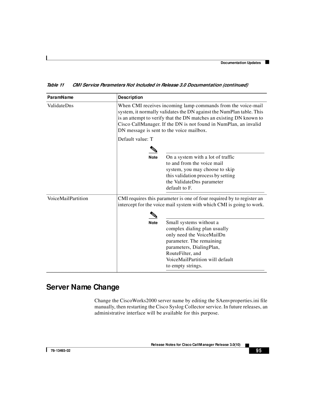 Cisco Systems 3.0(10) manual Server Name Change 