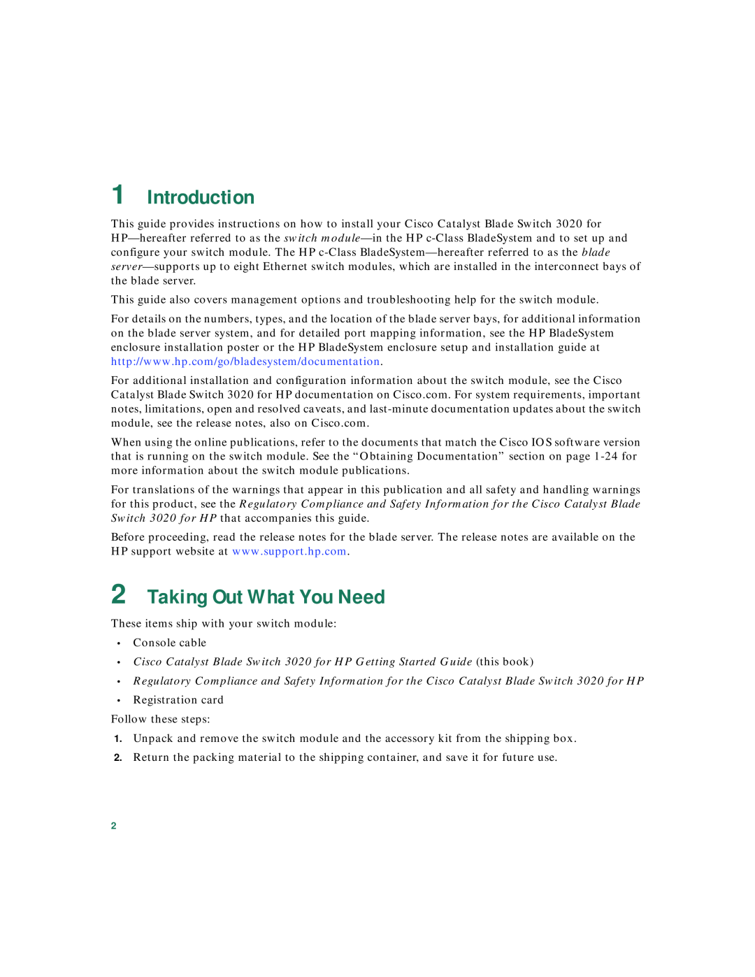 Cisco Systems 3020 warranty Introduction, Taking Out What You Need 