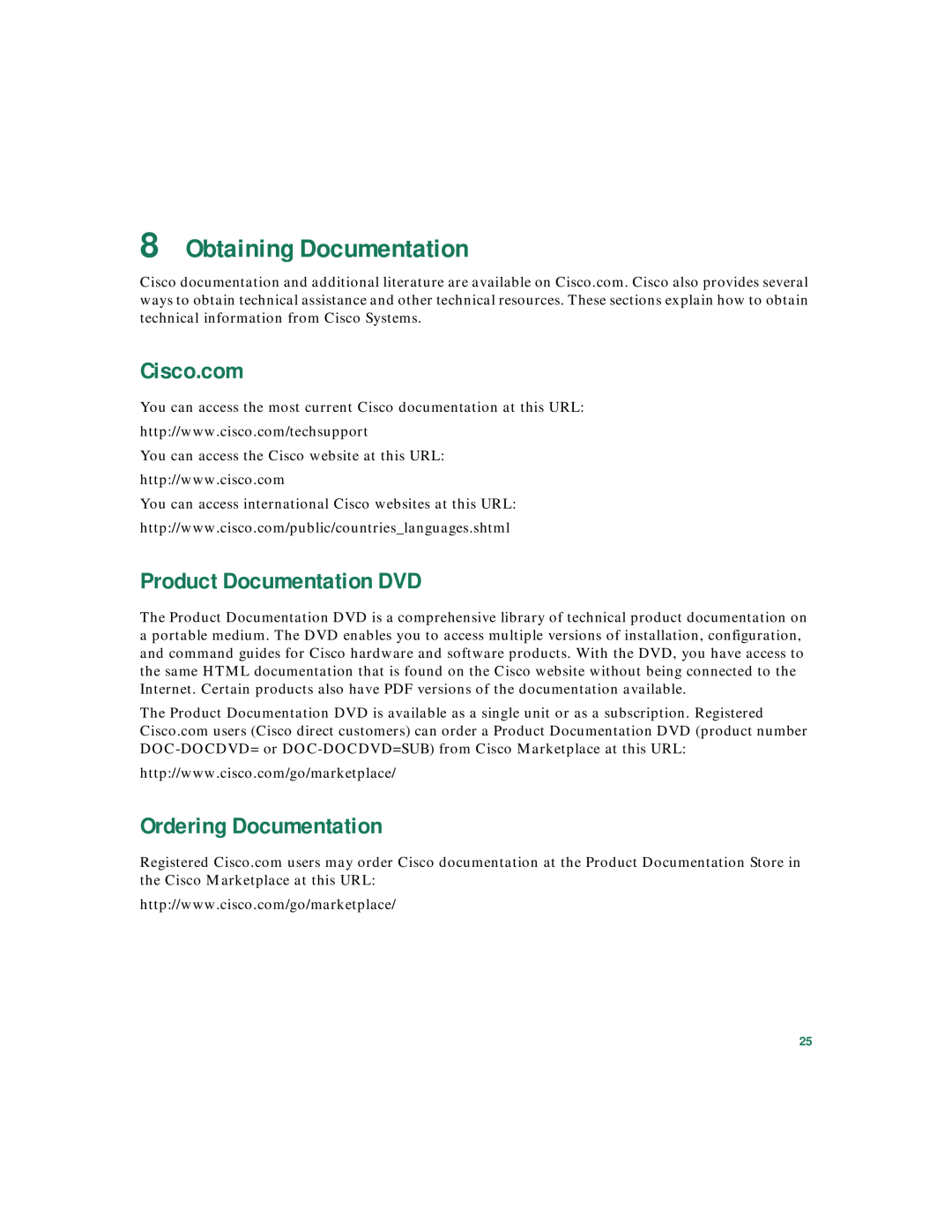 Cisco Systems 3020 warranty Obtaining Documentation, Cisco.com, Product Documentation DVD, Ordering Documentation 