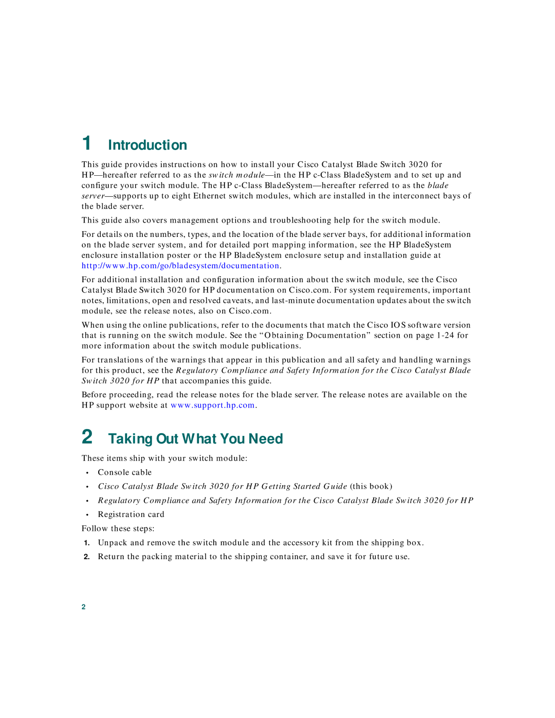 Cisco Systems 3020 warranty Introduction, Taking Out What You Need 