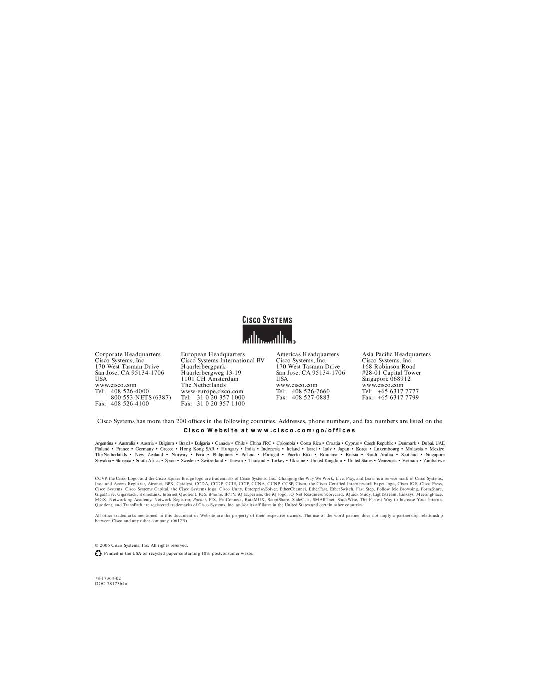 Cisco Systems 3020 warranty Usa 