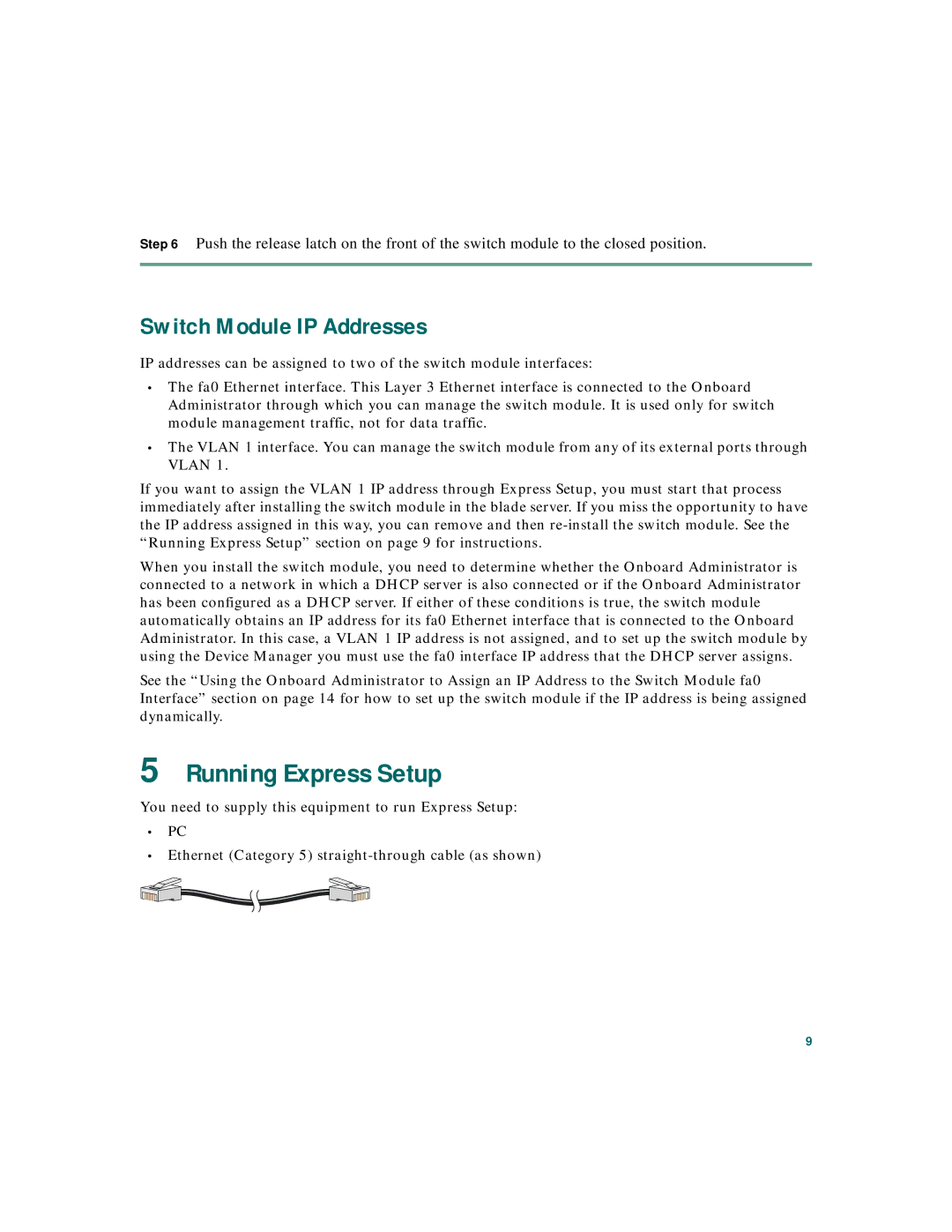 Cisco Systems 3020 warranty Running Express Setup, Switch Module IP Addresses 