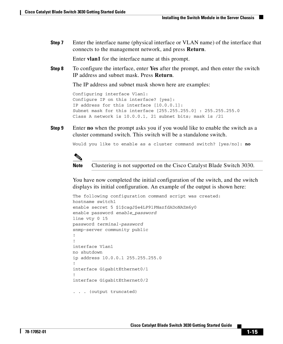 Cisco Systems 3030 manual Line vty 0 